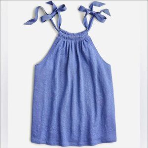 NWT J. Crew Noble Periwinkle Bow Tie Linen Tank Top, M